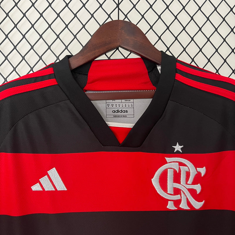 Camisa Manga Longa Flamengo I 24/25 - Adidas - Vermelho e Preto