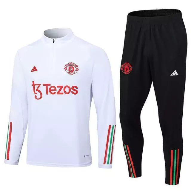 Conjunto Manchester United 23/24 Branco - Adidas - Com Ziper