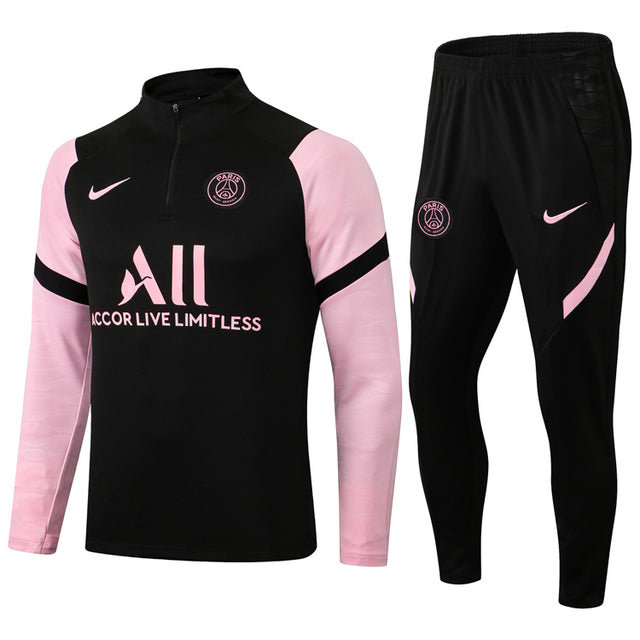 Conjunto PSG 21/22 Preta e Rosa - Nike - Com Ziper