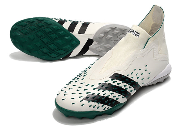 Chuteira Society Adidas Predator Freak + FG White/Green - Cano Alto