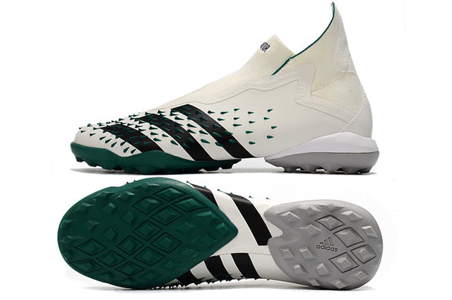 Chuteira Society Adidas Predator Freak + FG White/Green - Cano Alto